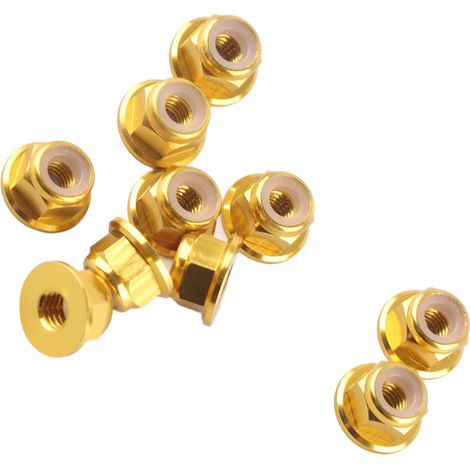 Écrous autobloquants hexagonaux M4 à insert nylon anodisé, lot de 10, en alliage d'aluminium (1/5)