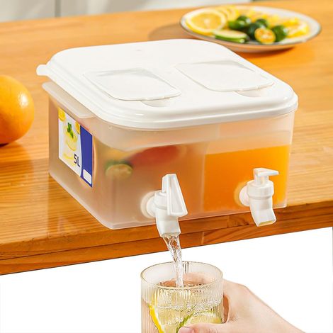 Distributeur de carafe de réfrigérateur avec robinet de 5 L, bouilloire froide, fontaines à eau de grande capacité pour la fabrication de café glacé, limonade, distributeur de boissons (1/5)