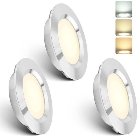 3 Spots LED Encastrables, DC 12V 3W 4000K Blanc Neutre Lumière Blanche Chaude 170LM Dimmable 15mm Extra Plat Spots Aluminium avec 2M Câble pour Camping-Car Bateau Maison Cuisines Chambres (1/5)