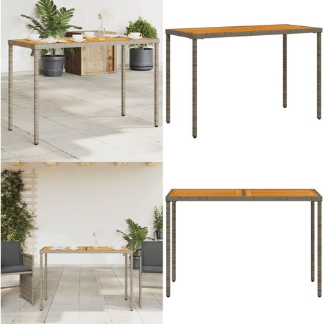 Tavolo Giardino Piano Legno Acacia Grigio 115x54x74 Polyrattan - Tavolo in legno - Tavolo in rattan