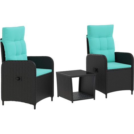 Garden Lounge Set 3 pcs PE Rattan and Powder-Coated Steel vidaXL (1/5)
