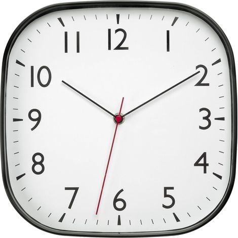 Horloge Murale silencieuse, 60.3076, Design Moderne, Noir, 28cm, analogique sans tic-tac, trotteuse Rouge, Grands Chiffres, pour Cuisine, Salon, Bureau, Chambre, Mouvement Sweep (1/5)