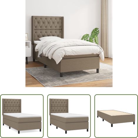 vidaXL Tête de lit réglable - Sommier à lattes de lit avec matelas Taupe 80x200 cm Tissu (1/5)
