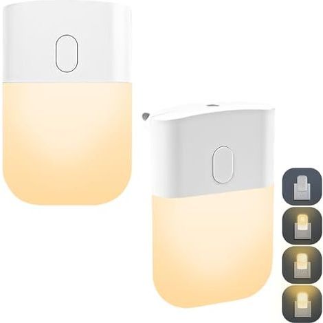 Luce notturna per bambini, confezione da 2 luci LED, lampada da notte automatica con sensore crepuscolare, luce notturna per neonati e bambini, plug and play per cucina, corridoio, scale, bianco caldo (1/5)