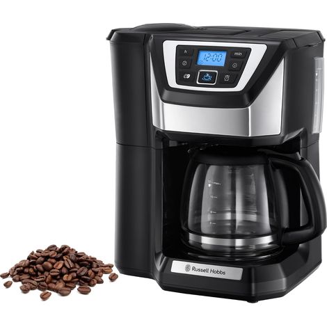 Cafetière à Grain [Programmable,Technologie WhirlTech pour extraction & arôme optimaux] Chester (max 12 tasses, verseuse en verre 1,5L, réglage de moulure) Machine à café 22000-56 (1/5)
