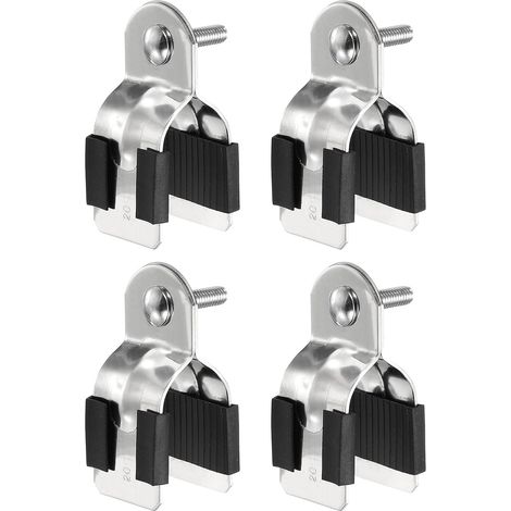 4pcs Coussin En Caoutchouc Collier De Support 7/8" Universel 304 Collier En Acier Inoxydable Avec Boulon Et Écrou Pour Tubes PEX Cuivre CVPC, Argent Noir (1/5)
