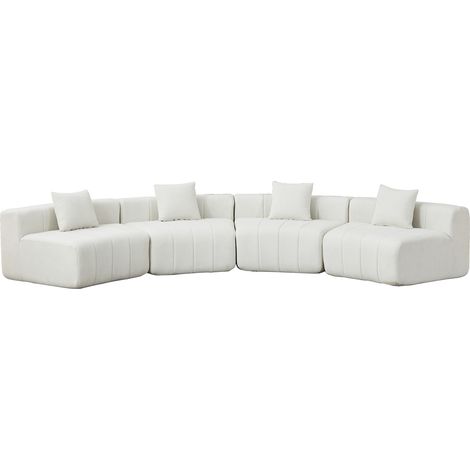Modulares gebogenes Sofa aus beigem Chenille mit 2 Kissen, halbrund, 4-Sitzer MODENUIT (1/5)