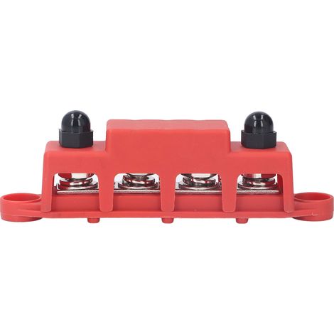 Barre de distribution 4 positions, bornes M10, bloc de répartition de puissance 250A 48VDC pour voiture, camping-car, bateau, rouge (1/5)