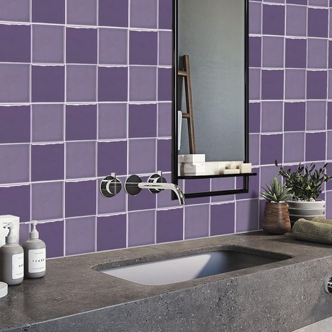 10 Stickers Carrelage Violet 15x15cm 3D (1/5)