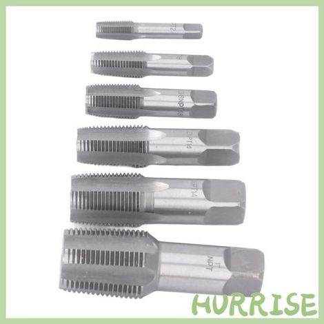 6PCS NPT Tapet Set Tipe Tap Taps Taps Set 1 3/4 1/2 3/8 1/4 1/8 en Acier en Carbone File de Plomberie pour Tuyau en PVC (1/4)