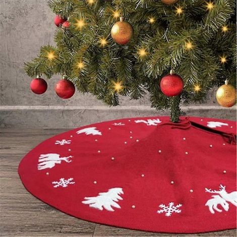 Tapis de Noël rouge en fausse fourrure, jupe de sapin, tapis de Noël XD2458-868 (1/5)