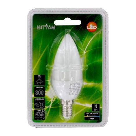 Ampoule LED 4W flamme culot vis E14 blanc chaud 3000K 300lm 230V non-dimmable pour usage domestique NITYAM LDF-4W-924 (1/2)