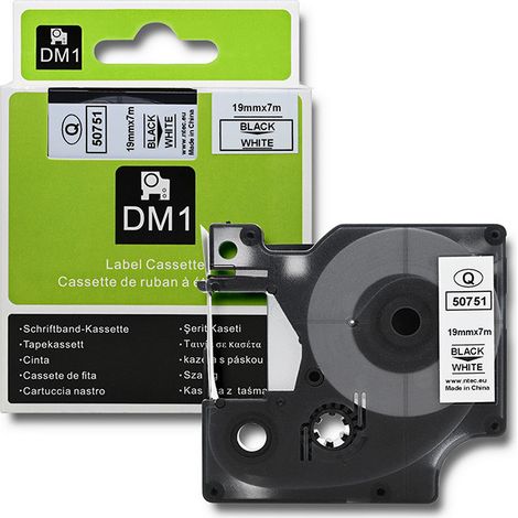 Ruban Qoltec pour DYMO D1 45803, 45808 19 mm x 7 m Blanc/Noir (1/5)