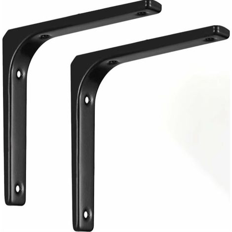 2PCS Console pour étagère forme de L, 150x125mm, Noir (1/5)
