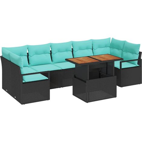 Maison Exclusive - Garten-Sofa-Set mit Kissen 8 pcs Schwarz und T