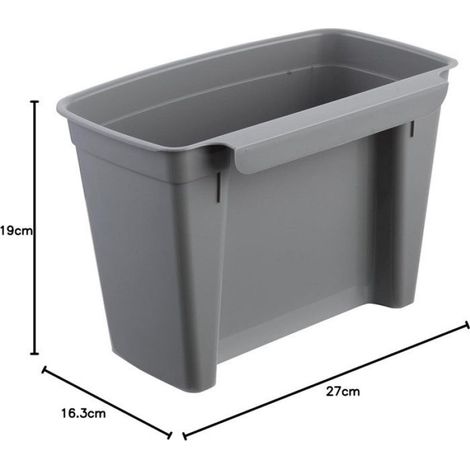1 Poubelle suspendue, avec couvercle, plastique, 4L, gris, pour cuisine salle de bain bureau (1/5)
