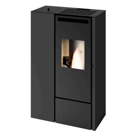 Punto Fuoco – Poêle à granulés étanche slim canalisable 9.9 kW – Volume de chauffe jusqu'à 300 m³ – Sortie des fumées arrière/latérale – Classe énergétique A+
