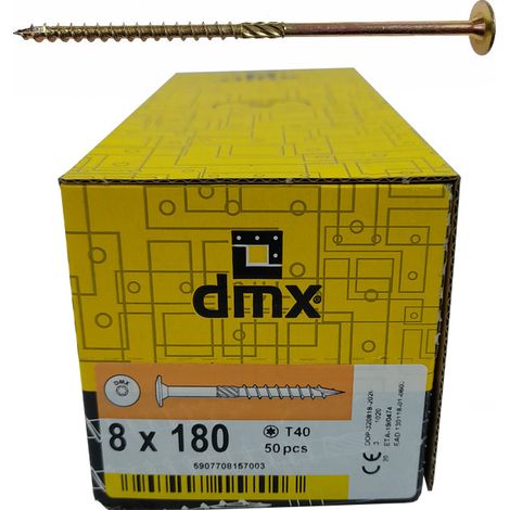 Vis à bois plate 8x180 Torx - Résistantes - Idéales pour constructions en bois - Haute qualité