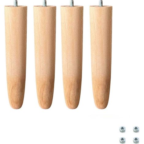 Soluko - Set 4 Piedi per Rete a Doghe Gambe Letto Universali in Legno di Faggio (32 cm)
