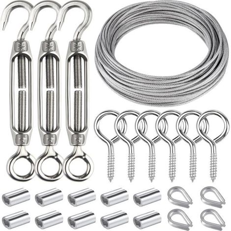 Lot De Câbles De Jardin 15 M En Acier Inoxydable 304-Tendeur M5-Câble Tendeur-Dé À Coudre-Treillis-Pour L'Extérieur(24)[CA151] (1/5)