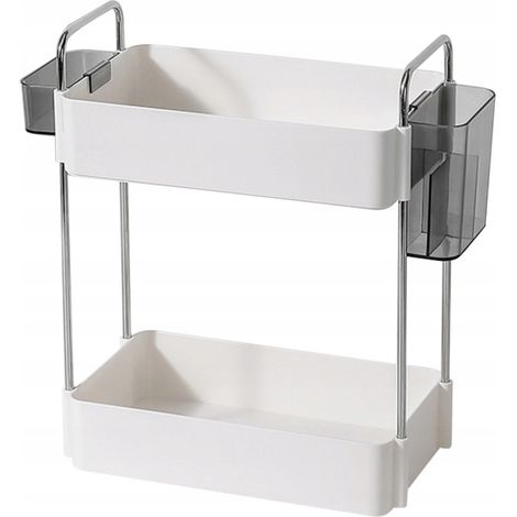 Pratico scaffale portaoggetti bianco a due livelli