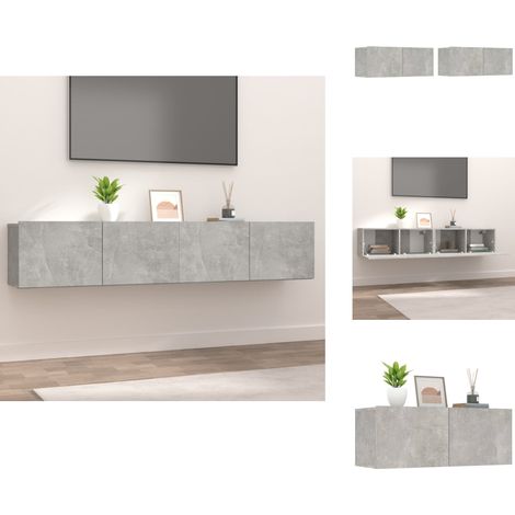 TV-Schränke 2 Stk. Betongrau 80x30x30 cm Holzwerkstoff - TV Schrank - Holzwerkstoff Möbel - Wohnwand Regal - Grauer TV Stand - Schlafzimmer Einrichtung (1/5)