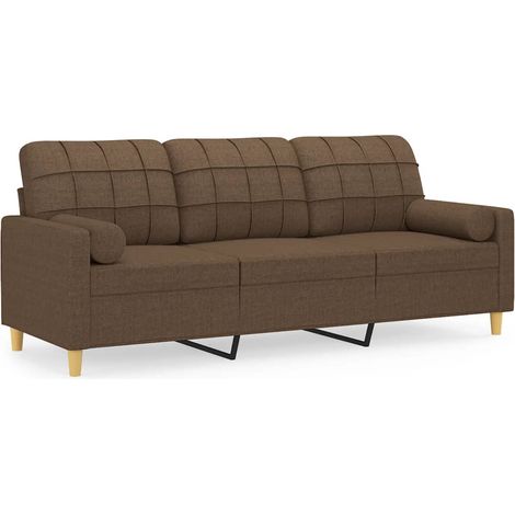 Maison Exclusive - Divano a 3 Posti con Cuscini Marrone 180 cm in Tessuto
