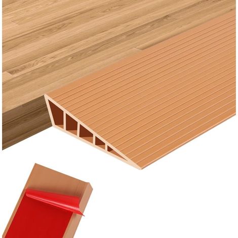 Rampe de seuil de porte de 2,5 cm de haut, bande de transition de sol auto-adhésive de 40 cm de long, rampe de seuil de porte en caoutchouc (marron clair). (1/5)