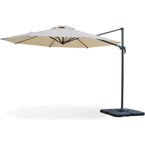Parasol de Jardin Ø300 cm - Rotatif 360°, Toile Polyester - Parasol Déporté Terrasse, Balcon, Piscine KZ GARDEN (1/5)