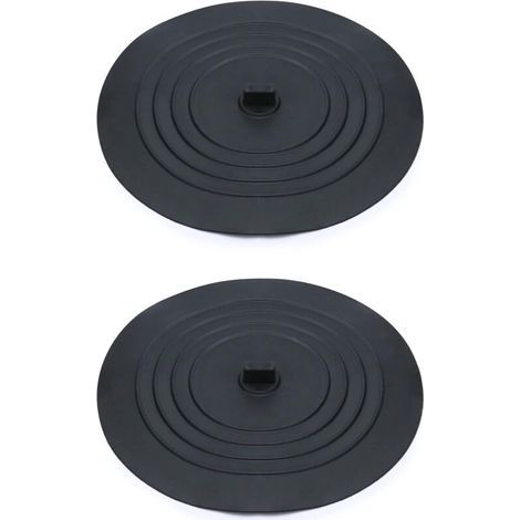 Set mit 2 Silikon-Abflussstopfen, Spülbecken- und Badewannenstopfen, 15 cm, für Küchenspüle und Badewanne, Schwarz (1/5)