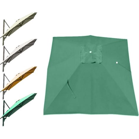 Toile De Rechange Pour Déporté De Terrasse,Auvent De Rechange Carrée À Double Toit 3x3M, 8 Baleines Housses De Parasol De Table Imperméable,Vert (1/5)