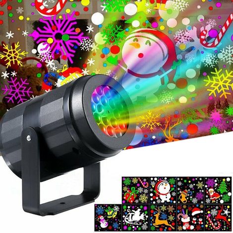 Projecteur lumineux de Noël avec 16 motifs festifs, décoration intérieure et extérieure pour jardin, terrasse et mur, éclairage LED de Noël pour la maison et les fêtes