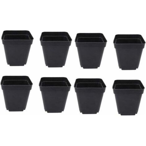 Lot de 50 seaux de semis noirs – Jardinières carrées en plastique – Petites jardinières d'intérieur et d'extérieur (noir/6,5 x 5 x 6,5 cm) (1/5)