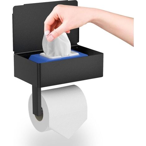 Toilettenpapierhalter, GUIGUZI Wandmontierter Toilettenpapierhalter ohne Bohren mit Regalen und Feuchttücherbox, (1/4)