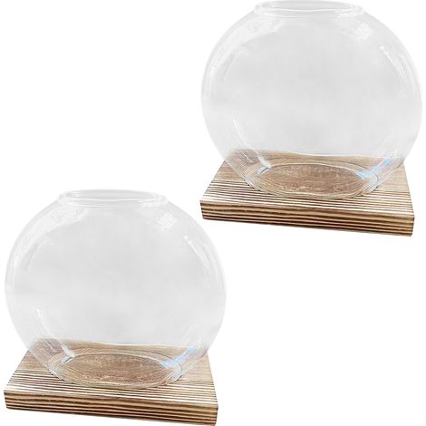 Vase en verre Ander Online Lot de 2 vases hydroponiques design rétro base colorée pour fleurs séchées décoration bureau créatif (1/5)