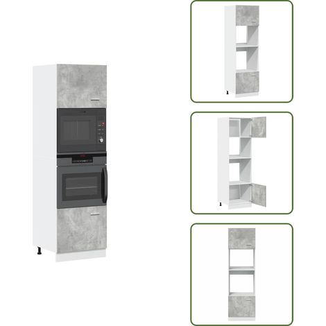 vidaXL Mikrowellenumbauschrank Betongrau 60x57x207 cm Holzwerkstoff (1/5)