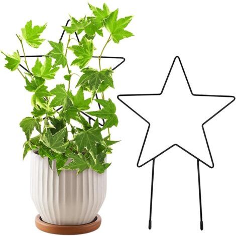 Treillis métallique en 2 parties pour plantes d'intérieur, petit treillis pour plantes en pot, petit treillis pour plantes grimpantes (Art Déco – formes d'étoiles 37 x 25 cm) (1/5)