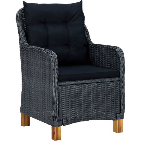 Maison Exclusive - Sedie da Giardino con Cuscini 2 pz in Polyrattan Grigio Scuro