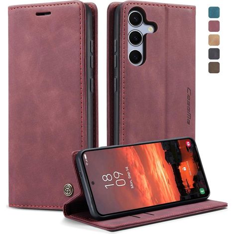 Klapphülle für Samsung Galaxy S25 5G mit Kartenfach, Standfunktion, Magnetverschluss - Weinrot (1/5)