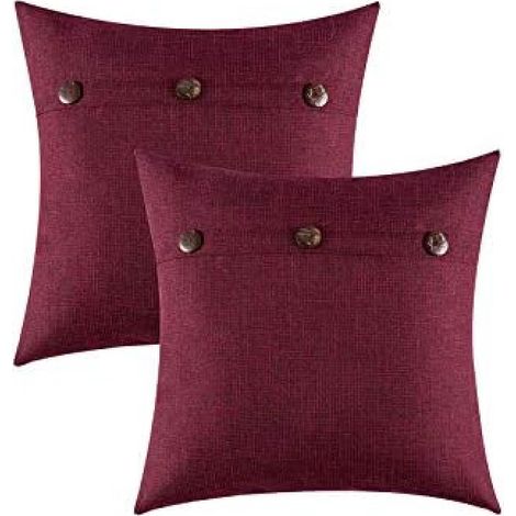 Taie D Oreiller - 45 X 45 Cm - Polyester Mélange - Style Vintage Ferme À Trois Boutons - Pour Canapé Lit Fauteuil - Lot De 2 (1/5)