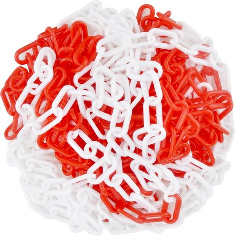 Chaîne de barrière en plastique, 10 m x 6 mm Chaîne de signalisation en plastique Barrière de Chaîne Chaîne d'avertissement - Chaîne à maillons en plastique Barrière de sécurité (1/5)