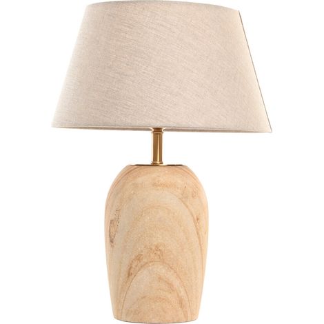 Lampara Sobremesa Laton Madera 25X36X52 Natural (1/5)