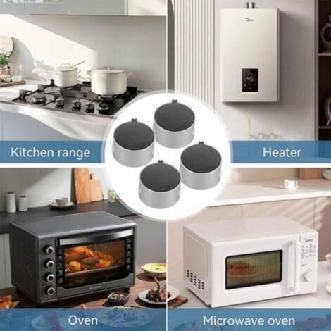 4pcs Boutons de plaque de cuisson - Acier inoxydable Ergonomique - Cuisine - Argent et noir (1/5)