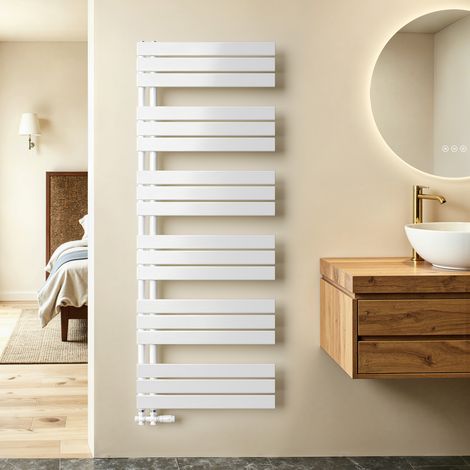 S’AFIELINA Sèche-serviettes eau chaude 958W Lateral connection Tube plat Sans vanne Blanc 160×600mm