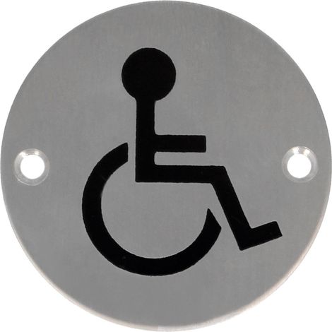 Placa señalización baño minusválidos acero inoxidable 75mm