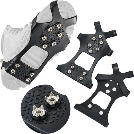 Puntas antideslizantes para zapatos y botas: puntas antideslizantes para hielo, nieve y actividades al aire libre duraderas y fáciles de usar (1 par XL).