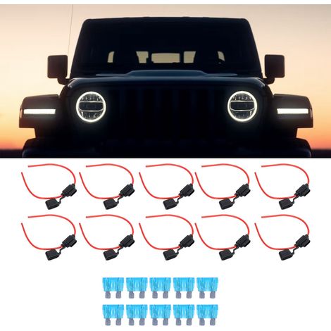 Ensemble de 10 porte-fusibles pour faisceau de câbles, porte-fusibles à lames automobiles en ligne ATC/ATO, fusibles 16AWG + 15A. (1/5)