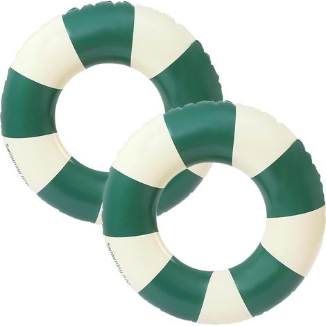 Bouée Piscine Adulte - Lot de 2 - PVC Épais Rayé Rétro - Flottaison Sécurisée - Plage et Fête - 75cm (1/2)