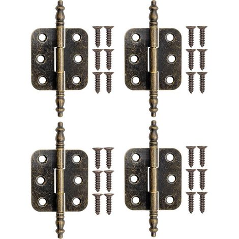 Cuatro bisagras de color bronce para puertas plegables de armarios，bisagras de hierro，aptas para cajones y cómodas，70x35 mm，tornillos incluidos (1/5)