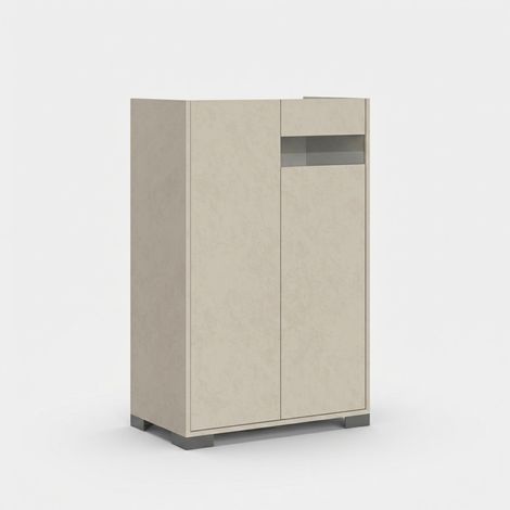 Moderner Highboard-Schrank 2-türig platzsparend 70x35x110 Riflesso - Beige